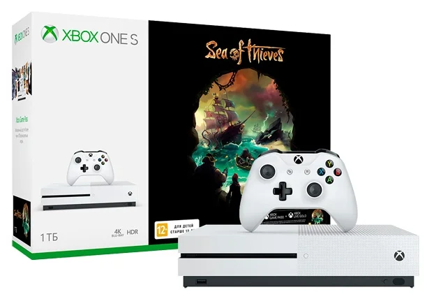Игровая приставка Microsoft Xbox One S 1 ТБ белый + Sea of Thieves